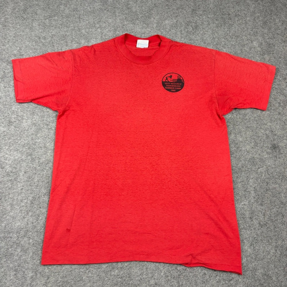 Hanes T Shirt Mens XL Red Vintage 1992 Taekwondo Summer Camp Single‎ Stitch Tee